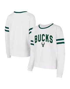 Женская белая толстовка-пуловер Milwaukee Bucks Borough Concepts sport