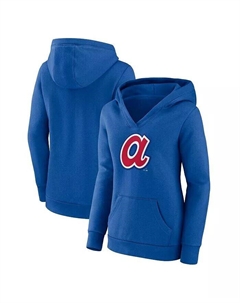 Женский пуловер с капюшоном Royal Atlanta Braves Forbes Crossover с v-образным вырезом Fanatics