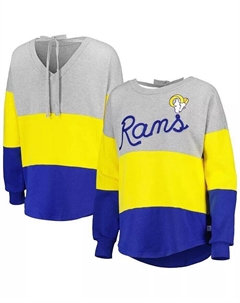 Женский серый пуловер Royal Los Angeles Rams Outfield с глубоким V-образным вырезом Touch