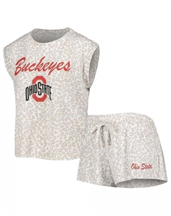 Женский кремовый комплект для сна из футболки и шорт Ohio State Buckeyes Montana Concepts sport