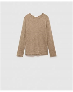 Женский вязаный свитер с круглым вырезом, коричневый/бежевый Mango