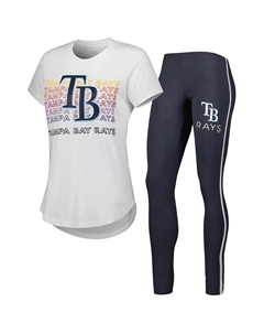 Женский комплект для сна из футболки и леггинсов Tampa Bay Rays Sonata белого, темно-серого цвета Concepts sport