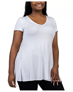 Туника большого размера с коротким рукавом и V-образным вырезом, белый 24seven comfort apparel