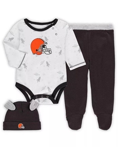 Комплект из комбинезона и шапочки Cleveland Browns Dream Team для новорожденных и младенцев, белый и коричневый Outerstuff