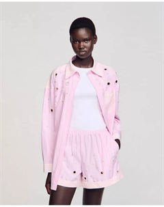 Женская полосатая рубашка со стразами, розовый Sandro