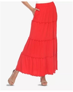 Женская многоярусная юбка макси, красный White mark