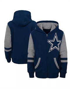 Толстовка Big Boys Navy Dallas Cowboys Colorblock с капюшоном и молнией Outerstuff