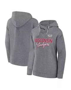 Женский пуловер с капюшоном Heather Grey Wisconsin Badgers Script Favorite Fanatics