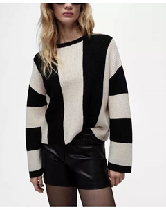 Женский полосатый вязаный свитер, черный Mango