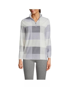 Женский флисовый пуловер с молнией на четверть для любой погоды, серый Lands' end