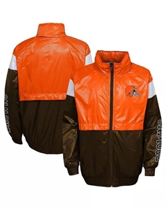 Ветровка с капюшоном и молнией Cleveland Browns Goal Line Stance, оранжевая, коричневая, для юношей Outerstuff