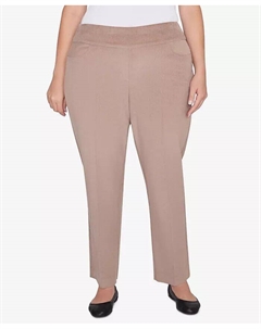 Плюс размер Telluride Modern Cordoy Faux Fly спереди брюки средней длины, коричневый/бежевый Alfred dunner