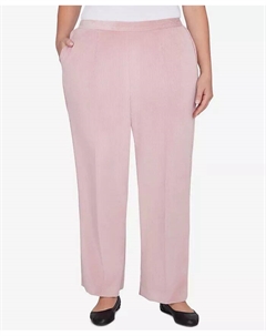Плюс Размер Теллурид Вельветовые Эластичный Пояс Средняя Длина Плиссированные Брюки, розовый Alfred dunner
