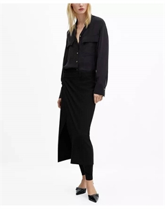 Женская струящаяся рубашка с карманами, черный Mango