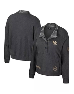 Женский термоугольный свитшот Heather Charcoal Kentucky Wildcats OHT в стиле милитари Appreciation Payback Henley, серый Colosseum