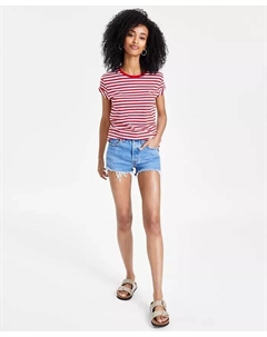 Женская футболка The Perfect с круглым вырезом и хлопковые джинсовые шорты с высокой посадкой на пуговицах 501, белый Levi's®