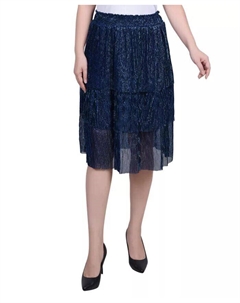 Миниатюрная многоярусная сетчатая плиссированная юбка, синий Ny collection