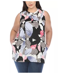 Туника без рукавов большого размера с плиссировкой спереди, мультиколор White mark