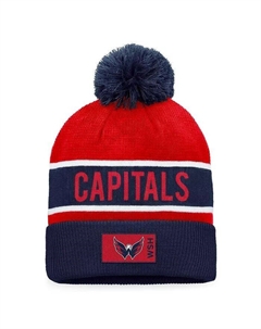 Мужская темно-синяя, красная вязаная шапка Washington Capitals Authentic Pro Rink с манжетами и помпоном, синий Fanatics
