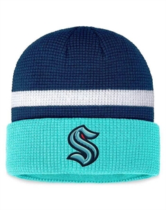 Мужская темно-синяя, голубая вязаная шапка с манжетами Seattle Kraken Fundamental, синий Fanatics
