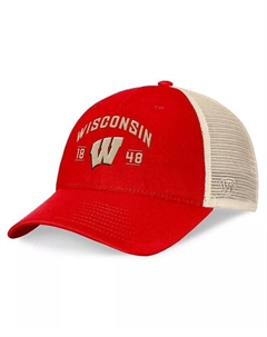 Мужская регулируемая кепка Red Wisconsin Badgers Heritage Waylon Trucker, красный Top of the world