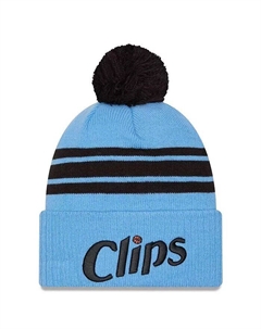 Мужская синяя вязаная шапка LA Clippers 2024/25 City Edition с манжетами и помпоном New era