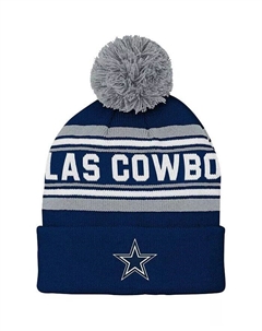 Дошкольная шапка с манжетами из жаккарда с принтом «Dallas Cowboys» для мальчиков и девочек темно-синего цвета с помпоном Outerstuff