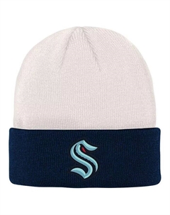 Вязаная шапка с манжетами кремового цвета, темно-синего цвета Seattle Kraken для мальчиков и девочек Big Outerstuff