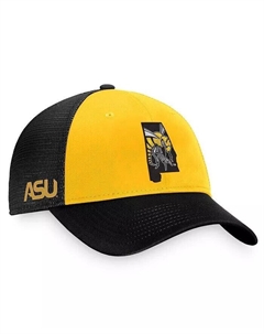 Мужская регулируемая шляпа черного и золотого цвета Alabama State Hornets Origins Trucker, черный Top of the world