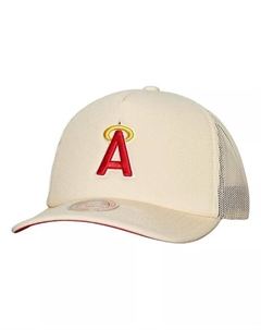 Мужская кремовая регулируемая шляпа дальнобойщика Los Angeles Angels Cooperstown Collection Evergreen Mitchell and ness