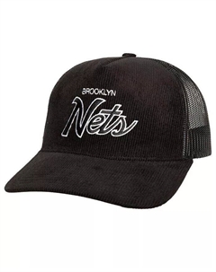 Мужская черная кепка дальнобойщика Brooklyn Nets Times Up с классической надписью и шнурком, черный Mitchell and ness