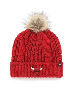 Женская вязаная шапка Red Chicago Bulls Meeko с манжетами и помпоном, красный '47 brand