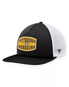 Мужская черно-белая бейсболка Trucker Snapback Pittsburgh Penguins с нашивкой спереди из пеноматериала Fanatics