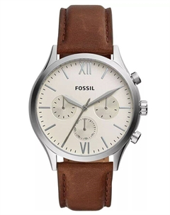 Мужские многофункциональные коричневые кожаные часы Fenmore 44 мм Fossil