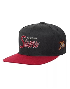Черная кепка Snapback Philadelphia 76ers Team Script для мальчиков и девочек Mitchell and ness