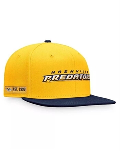 Мужская золотисто-темно-синяя бейсболка Nashville Predators Iconic с цветными блоками Snapback Fanatics