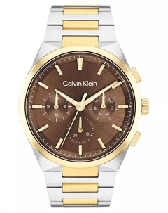 Мужские двухцветные часы Distinguish с браслетом из нержавеющей стали, 44 мм Calvin klein