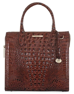 Сумка-портфель Caroline Melbourne из тисненой кожи, коричневый Brahmin