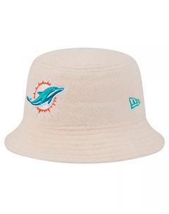 Женская кремовая шляпа Miami Dolphins Cozy Sherpa Bucket Hat New era