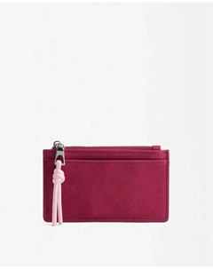 Маленькая женская визитница из бархата с простой застежкой-молнией, фуксия Parfois