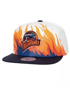 Мужская белая бейсболка Golden State Warriors Hot Fire Snapback Mitchell and ness