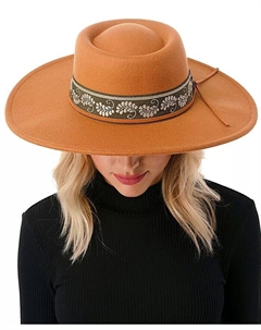 Женская фетровая шляпа из смесовой шерсти с полосой с принтом пейсли, коричневый Marcus adler