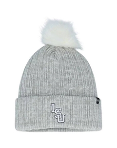 Женская серая вязаная шапка LSU Tigers Koda '47 с манжетами и помпоном '47 brand