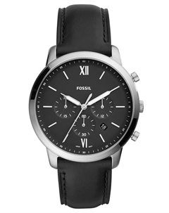 Мужские часы Neutra Chronograph с черным кожаным ремешком, 44 мм Fossil