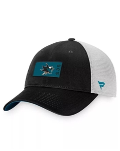 Мужская черно-белая кепка San Jose Sharks Authentic Pro Rink Trucker Snapback Fanatics