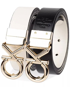 Женский двусторонний ремень с пряжкой-монограммой CK, мультиколор Calvin klein