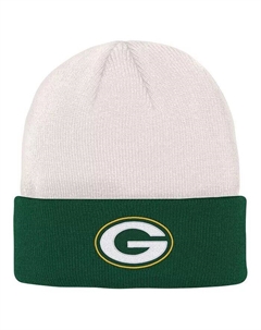 Кремовый, зеленый цвет для мальчиков и девочек Big Вязаная шапка Green Bay Packers с костяными манжетами Outerstuff