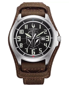 Часы Mandalorian с коричневым кожаным ремешком, 44 мм Citizen