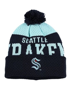 Вязаная шапка Stretchark с манжетами и помпоном для больших мальчиков и девочек Deep Sea Blue Seattle Kraken, синий Outerstuff