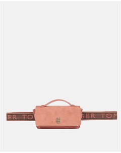 Мини-поясная сумка розового цвета с металлической монограммой на клапане, розовый Tommy hilfiger